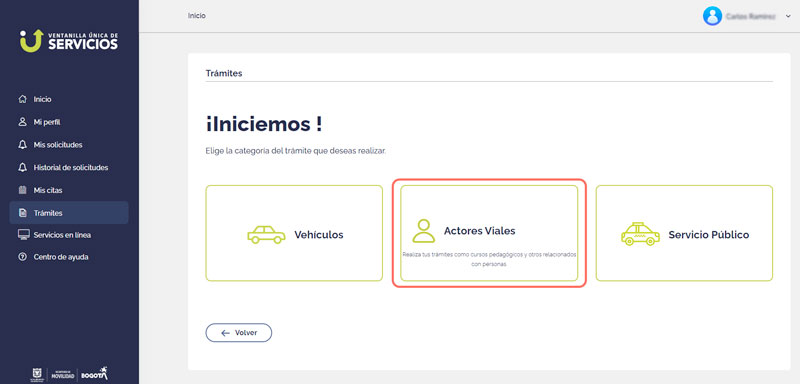 Acceder a trámites en Ventanilla Única de Servicios